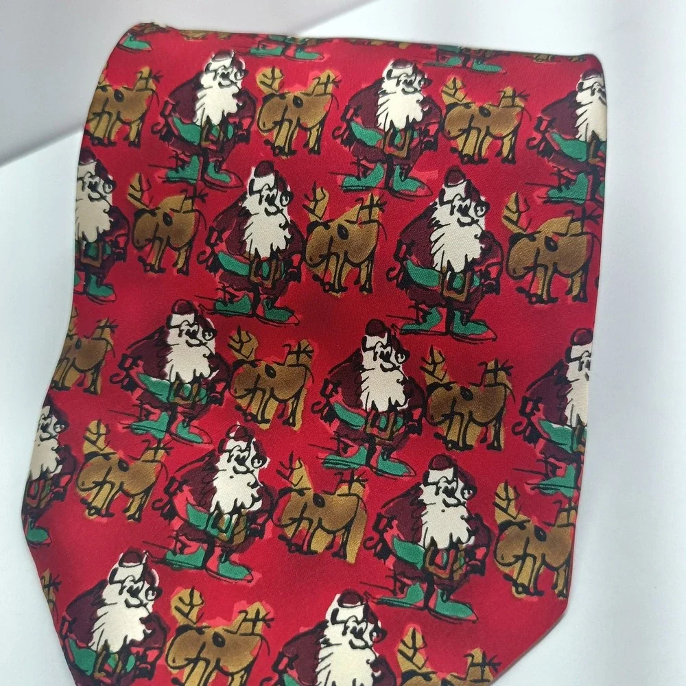 Jerry Garcia Silk Tie‎ Christmas Santa Reindeer Mens 1996 Grateful Dead Vtg 57in